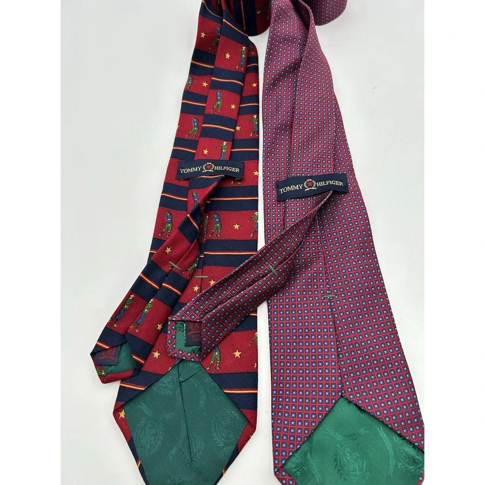 Tommy Hilfiger Mens Neckties‎ Golfer And Geo Dot 100% Silk Lot Of 2